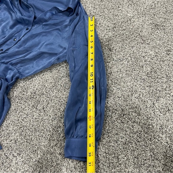 ZARA WOMAN FW21 INDIGO Blue SATIN EFFECT Wrap Style Mini DRESS Size XS - Picture 6 of 10